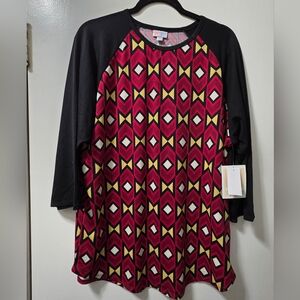 NWT LuLaRoe Red and Black Geometric Top